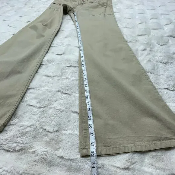 🔥Vintage Y2K Forever 21 Made in USA Low Rise Flare Wide Leg Khaki Pants Women M - Picture 14 of 16